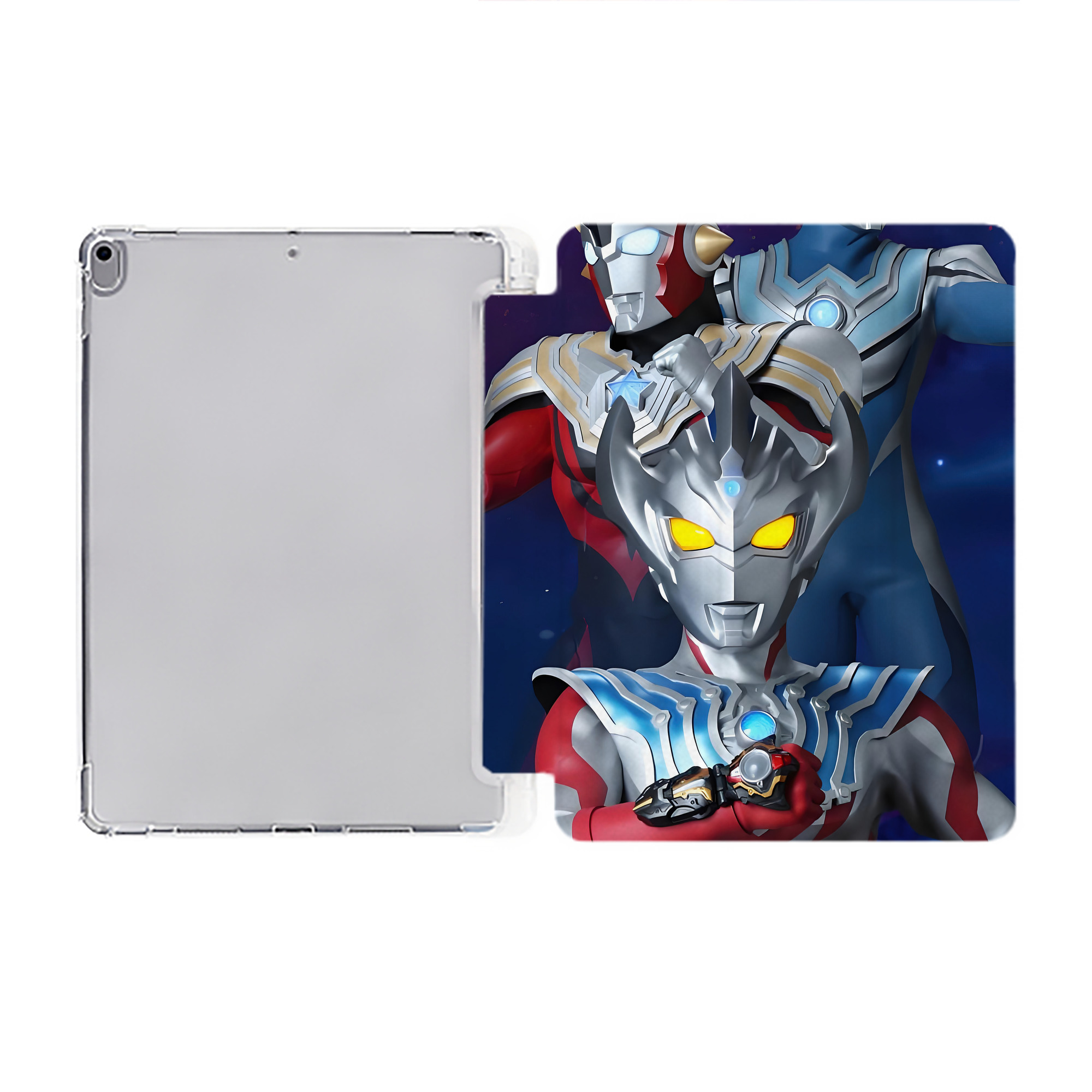 （画像用） ウルトラマン Ultraman IPad ケース ペン収納付き 三つ折りスタンド PUレザー×シリコン 対応機種9.5/10.5/10.9インチ